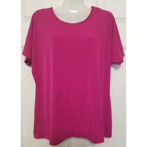 IMAN Women's Top Round Neckline Liquid Knit Pullover Raspberry Size Large